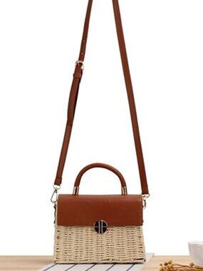 Woven rattan handbag